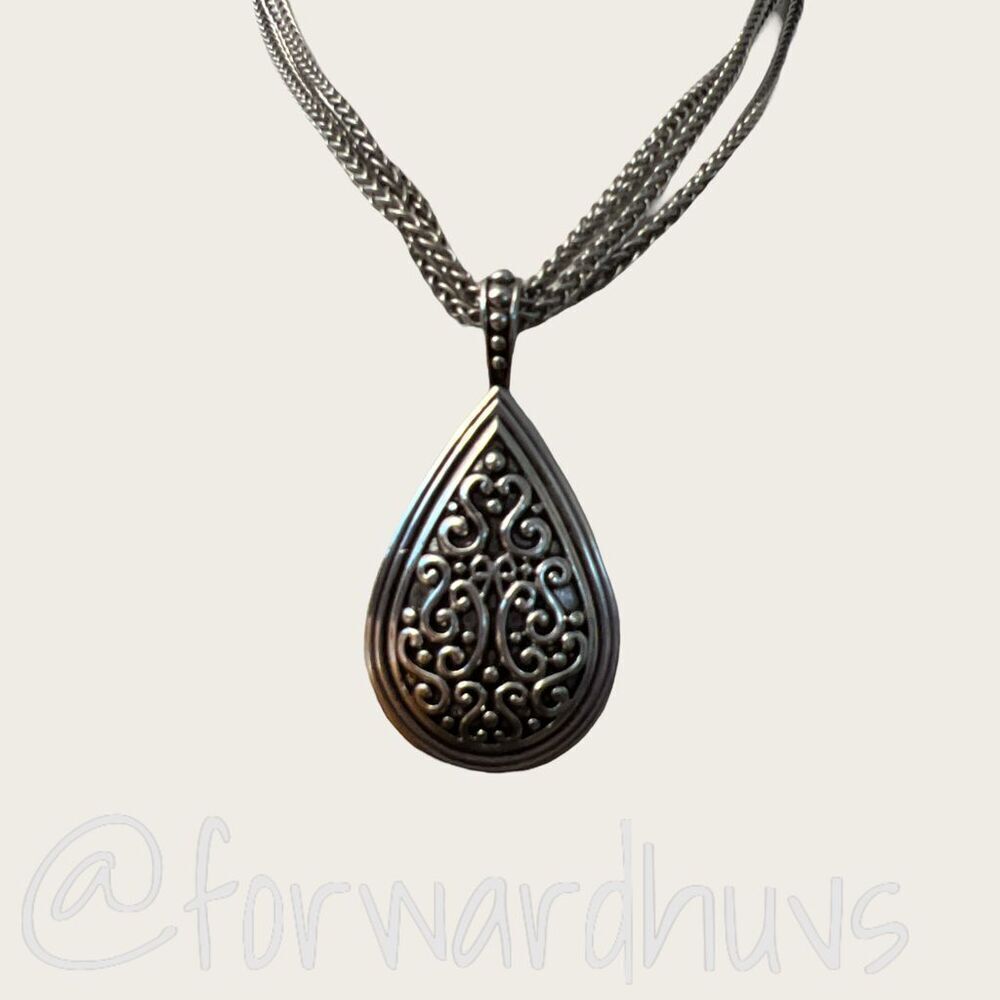Lia Sophia Silver Tone Necklace with Tear Shaped Pendant